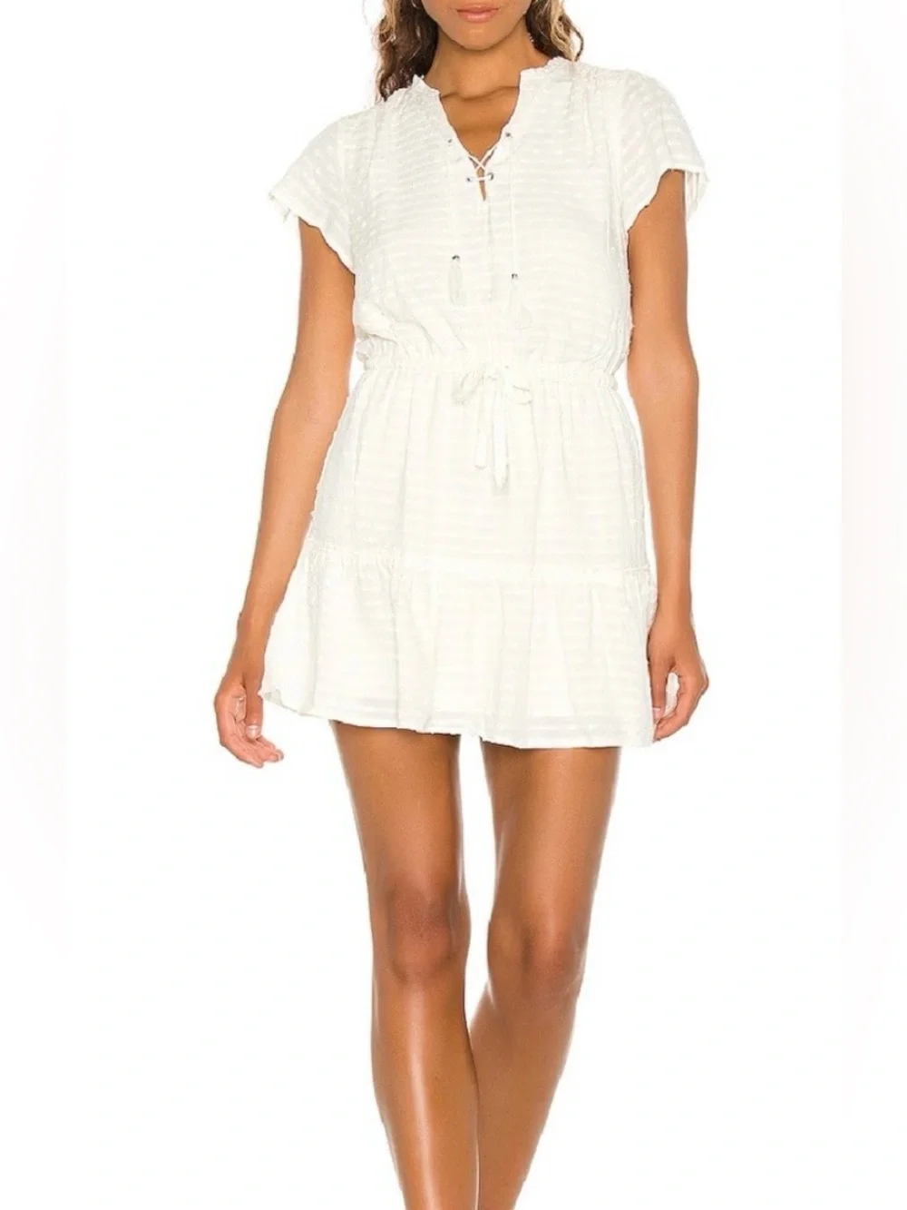 PAIGE White Swiss Dot Ruffle Blouse